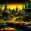 Placeholder: Odd swamp landscape with odd beings surreal abstract Max Ernst style, 120mm photography, sharp focus, 8k, 3d, very detailed, volumetric light, grim, fine art, very colorful, ornate, F/2.8, insanely detailed and intricate, hypermaximalist