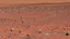 Placeholder: A Tesla's 'Model S Plaid' is racing at top speed, across the 'Cydonia' region, on planet Mars. CINEMATIC. WIDE ANGLE LENS.