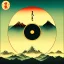 Placeholder: Ukiyo-e styled art, yin and yang sign, mountains and sun