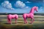 Placeholder: strange Big pink plastic horse.19th painting