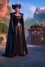 Placeholder: woman, black leather gown, evil godmother, old