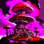 Placeholder: A fantabulous black, purple and red (((mushroom tower house))) erected atop a (geologic pillar), surrounded by the uncanny imaginative ((( swirling skies))), offset by the stark hues of a (neon-tinged nebulous space scape), within. captured by the hand a skilled master painter with a focus on (softly blurred compositions and voluminous lighting).