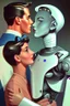 Placeholder: american dream portrait hansome man and a robot wife1950s