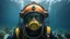 Placeholder: making funny face at the day of a nightmare ten miles high through the deep sea diving helmet and six foot deep, hyper photorealistic, hyper detailed realistic art color, high resolution, fog, octane render, tilt shift, HDRI Environment