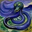 Placeholder: A violet poison elemental snake painted by Edvard Munch