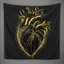 Placeholder: electric heart in black and golden tapestry