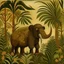 Placeholder: A brown earth elemental elephant minotaur designed in Mayan architecture painted by Henri Rousseau