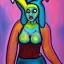Placeholder: Full body portrait, painting, medium shot lady cyberbunny