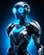 Placeholder: Conceptualt art. Full body. Elegant humanoid with translucent biomechanical head. Up close. Biomechanical illustration. Eye-like structure with circular ridges, machinery fused with alien biology. The glass-like material reflects bright light. High contrast colors with blue and silver tones. Neon accents on the armor. Hyper-realistic details, vibrant sci-fi colors, perfectly lit, dark background, cinematic portrait lighting, studio lighting, best quality, 8k resolution, futuristic aeste