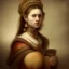 Placeholder: Portrait of a beautiful busty woman Rembrandt style