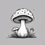 Placeholder: mushroom, black and white, cartoon, drawing, cute, creature, simple