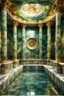 Placeholder: Highly Detailed, a beautiful creation of a Roman Bath, with translucent marble, gold, green and bluish colours, highly detailed, stunning, spectacular, 8K