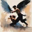 Placeholder: [art by Alex Maleev] Jacob wrestling with angel