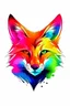 Placeholder: high quality, logo style, Watercolor, powerful colorful fox face logo facing CAT, no black ground, vector, 4k