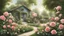 Placeholder: Create a tranquil garden scene, with blooming roses and buzzing bees amid the lush greenery."