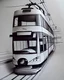 Placeholder: modern tram sketches on paper. pencil draw