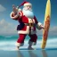 Placeholder: Santa standing of surfboard surfing a big wave, surfboard, beach, character design by cory loftis, fenghua zhong, ryohei hase, ismail inceoglu and ruan jia. unreal engine 5, artistic lighting, highly detailed, photorealistic, fantasy