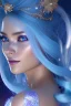 Placeholder: woman glitter blue fairy in a galactic ambiance, long blue hair, detailed gorgeous smile, delicate colors in the foreground, full of details, smooth, light effect，vaporwave colorful, smooth, extremely sharp detail, finely tuned detail, ultra high definition, 8 k, unreal engine 5, ultra sharpBeautyful smiling young woman, long hair amazing blue eyes, flowers, happy cosmic, bright colors, blue, pink, gold, jewels, realistic, photo real, clear sunny background, highly detailed, high contrast, 8k 