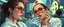 Placeholder: cyberpunk mega city fallout 4, airbrush and pen outline, A cinematic, high-end advertisement image for a fictional service called “Posh Meeting with Women Spice Girl Nurse Glam Fashion Party™”. Split-screen composition with two contrasting emotional states. Mad scientist getting injected.