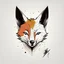 Placeholder: Modern tattoo motifs, abstract and minimalist ink drawing, Bold and dynamic, design on a white background, "The fox has a cheerful and mischievous look and a tongue sticking out, smiling. The picture shows a wider head of a short-haired crossbreed of a dark color, without light spots on the faces, a firmer figures with very short hanging ears.The image consists of black and blue colors.