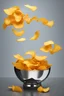 Placeholder: Salad mixer dispensing potato chips into the air