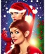 Placeholder: woman elve. Christmas scene. poster. marvel comic. low-key