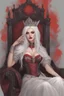 Placeholder: Beautiful white haired Vampire queen on her throne, drawing