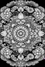 Placeholder: a coloring page, Cosmic Mandala Blossoms with no shades, texture,black background and white outline for the image and do not put any colour