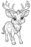 Placeholder: coloring page for kids, Rudolph the Red-Nosed Reindeer, cartoon style, thick outline, low details, no shading, no color