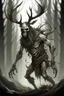 Placeholder: wendigo with deer skull covering head and face full body image