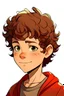 Placeholder: a cartoony profile picture of a 13 year old boy with a curly fade haircut and dark redish brown hair