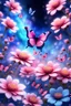 Placeholder: watercolor butterflies glitter pink surrounded by flowers and blue in a galactic ambiance, delicate colors in the foreground, full of details, smooth, light effect，vaporwave colorful, smooth, extremely sharp detail, finely tuned detail, ultra high definition, 8 k, unreal engine 5, ultra sharp focus