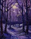 Placeholder: A purple winter forest painted by Vincent van Gogh