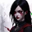 Placeholder: a pretty girl, 14 years old, black hair, red eyes, vampire, realism, stylised, serana