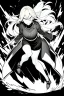 Placeholder: angry blonde girl, pose, full body, greyscale