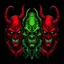 Placeholder: Black demon and red demon and green demon