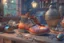 Placeholder: mediaeval cobbler in his workshop, 8k, RTX, realistic, 3D, intricate details