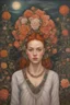 Placeholder: Ginger hair Alexandra "Sasha" Aleksejevna Lussin , oil paiting fantasy psychology dream, symptom, paint Salvador Dalí style in the New York City erect Frida Kahlo style