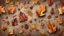 Placeholder: Hyper Realistic Dry Autumn Leaves blowing on a vintage rustic background