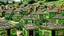 Placeholder: An olive green village with wooden houses painted by Keith Haring