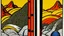 Placeholder: An orange gorge with scorching sands designed in pacific Northwest totem poles painted by Roy Lichtenstein