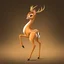 Placeholder: full body of an adult bald white tail deer, sultry, seductive, standing with a front leg lifted. with big smile, looking back, and big eyes looking back , tail upward, on flat background, in the style of 'My Little Pony' and Bambi, fantastic lighting