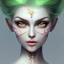 Placeholder: woman, heroic fantasy, insanely detailed, orange and white hair strands, green eyes, kind, shy