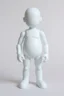 Placeholder: a standing animated figure (head molded into shoulders, no neck, a completely flat face area, stubby legs, bulky arms, no painted details, white in color) vinyl art toy