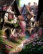 Placeholder: german medieval village with flowers rpg art painterly