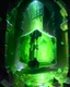 Placeholder: gelatinous cube in vast iron dungeon corridor lit with green torches rpg art painterly