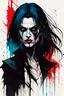 Placeholder: create a highly ethereal, darkly magical full body portrait illustration of a ragged malevolent female goth vampire , with highly detailed and deeply cut facial features, in the comic art style of FRANK MILLER and BILL SIENKIEWICZ, searing lines and forceful strokes, precisely drawn, boldly inked, with vibrant colors