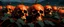 Placeholder: a highly detailed matte painting of a view of dozens of human skulls still attached to a vine in a large field, vines still connected like tendrils, designed to look like a pumpkin patch, painted orange, growing off of a vine of orange skulls, elegant atmosphere, glowing lights, highly detailed, concept art, smooth sharp focus, horrorcore, directed by Alfred Hitchcock, and drawn by H.R. Geiger