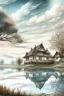 Placeholder: The place where the Dream and its followers live. A reflection of the sky. Watercolor, fine drawing, beautiful landscape, pixel graphics, lots of details, pastel aqua colors, delicate sensuality, realistic, high quality, work of art, hyperdetalization, professional, filigree, hazy haze, hyperrealism, professional, transparent, delicate pastel tones, back lighting, contrast, fantastic, nature+space, Milky Way, fabulous, unreal, translucent, glowing