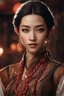 Placeholder: beautiful oriental female elf with pointed ears and long black braids